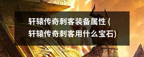 轩辕传奇刺客装备属性 (轩辕传奇刺客用什么宝石)