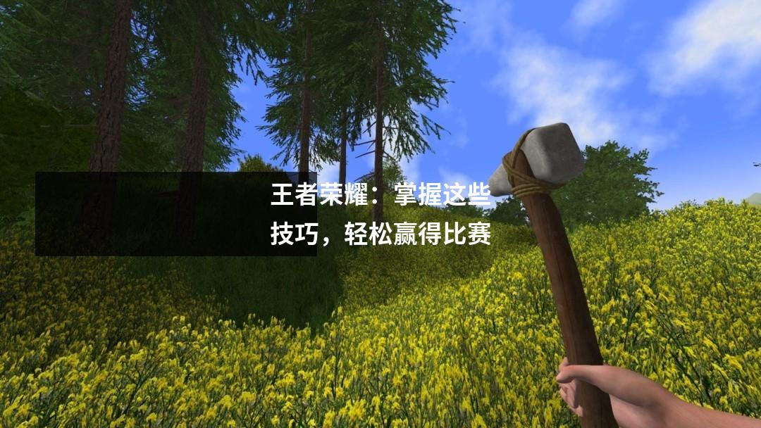 王者荣耀:掌握这些技巧,轻松赢得比赛